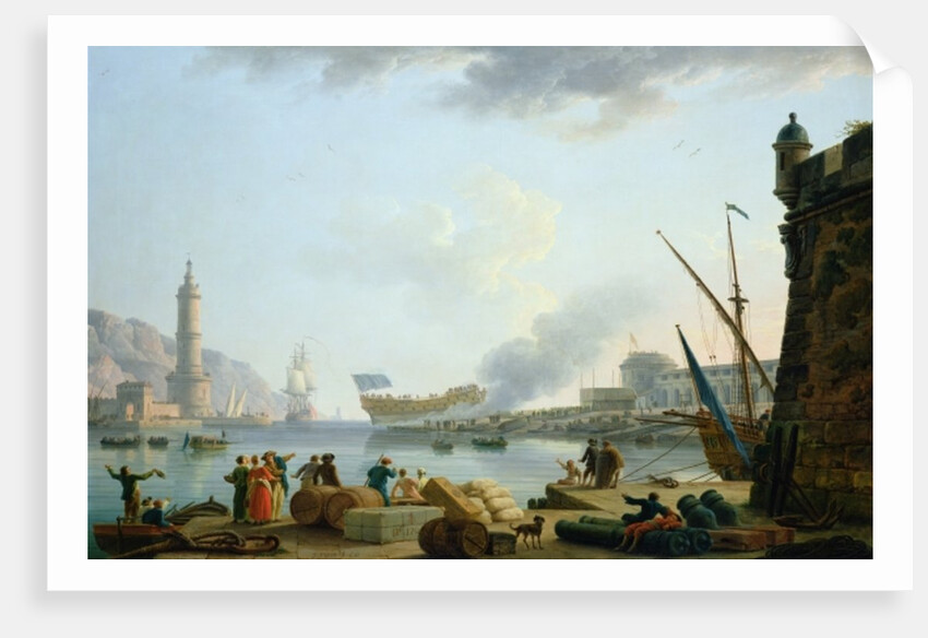 The Launch of the Warship at the mouth of a Port, 1781 by Claude Joseph Vernet
