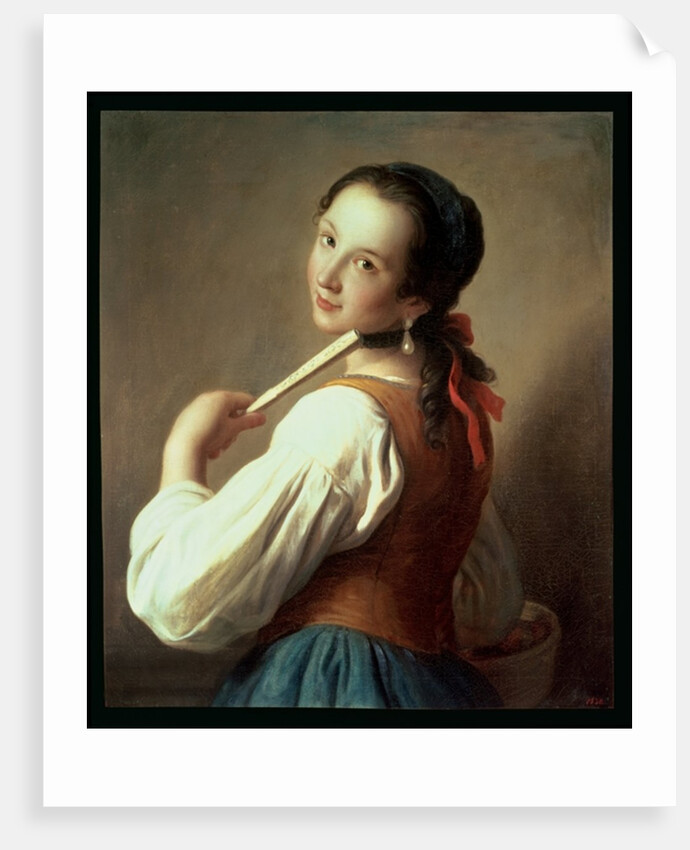 Young Girl wearing a pearl earring by Pietro Antonio Rotari