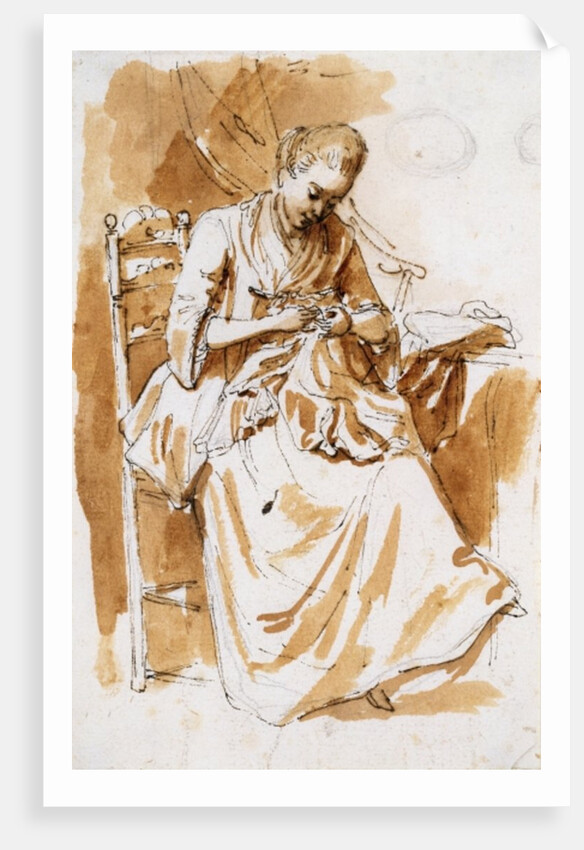 The Embroiderer by Etienne de Lavallee-Poussin