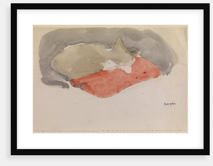 Cat Sleeping on a Red Cushion by Gwen John