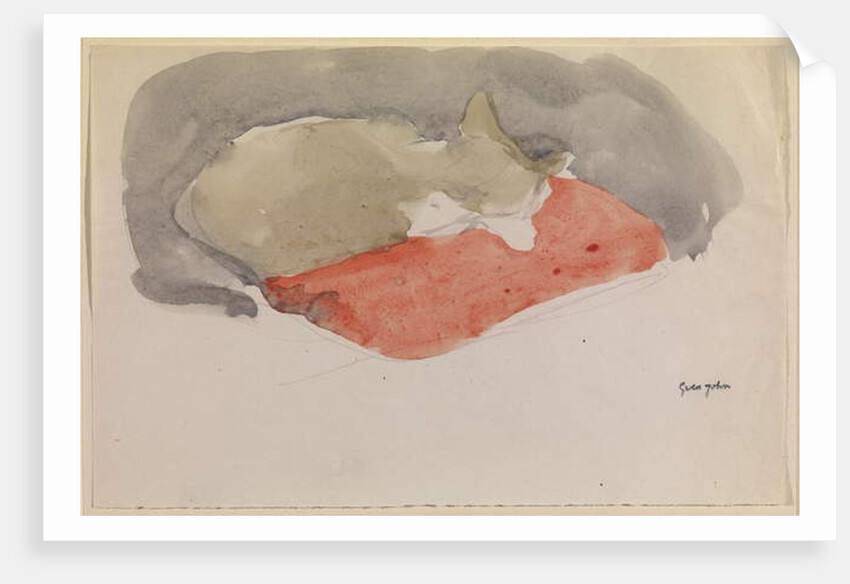 Cat Sleeping on a Red Cushion by Gwen John