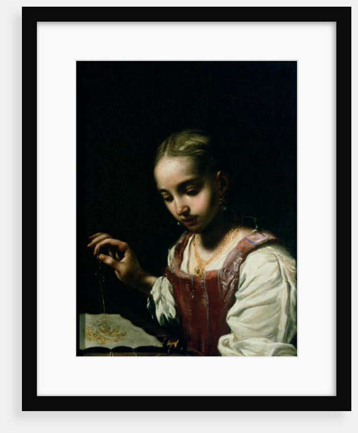 A Girl Sewing by Antonio Amorosi