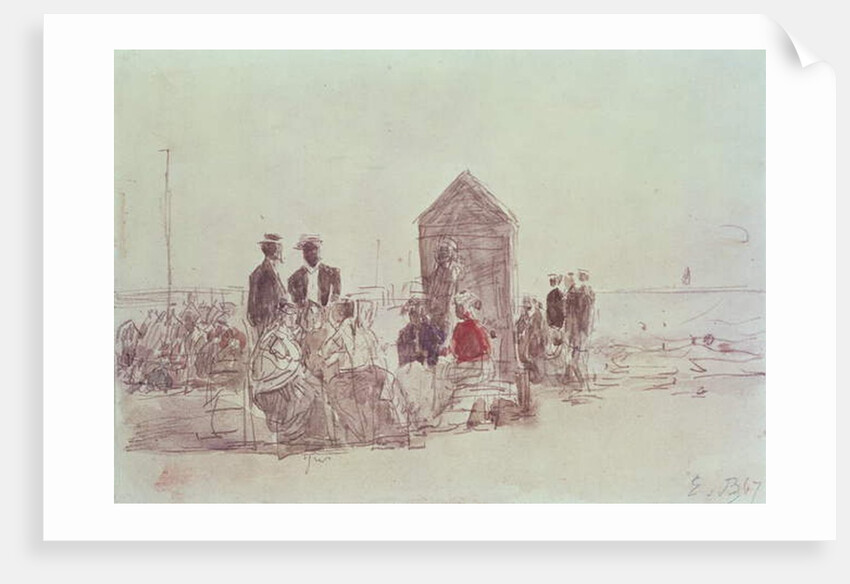 People on the beach at Deauville, 1867 by Eugene Louis Boudin