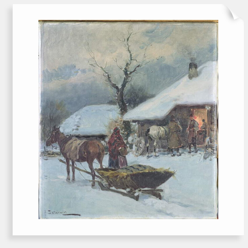Sleighs in Front of a House, 1930 by Adam Setkowicz