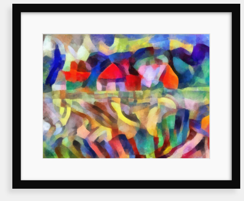 Red-orange houses in the field, 2017 by Alex Caminker