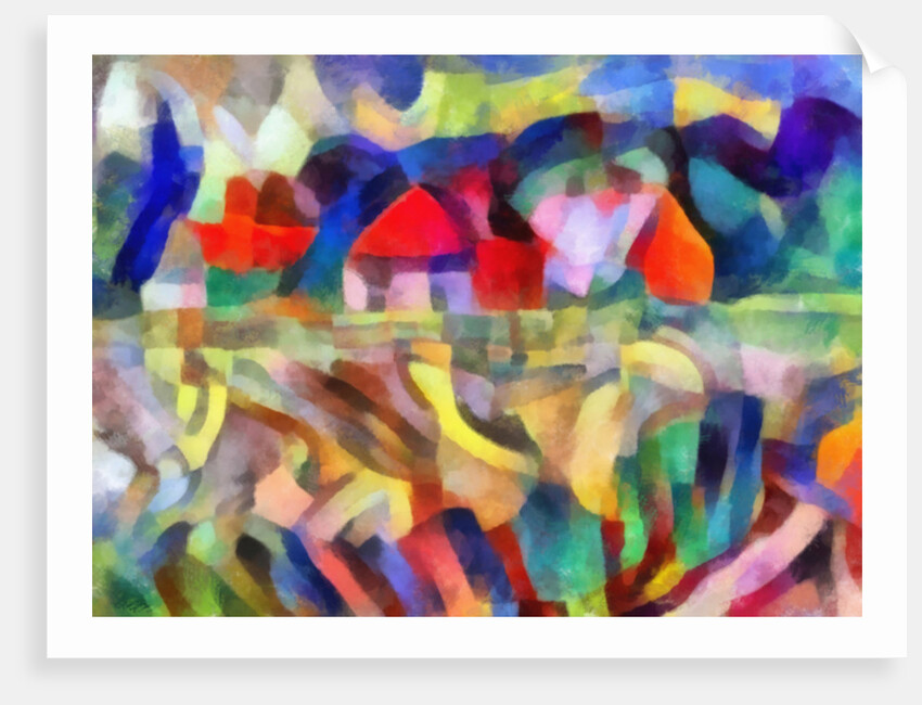 Red-orange houses in the field, 2017 by Alex Caminker