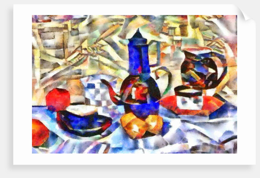 Blue decanter and blue сup, 2017 by Alex Caminker