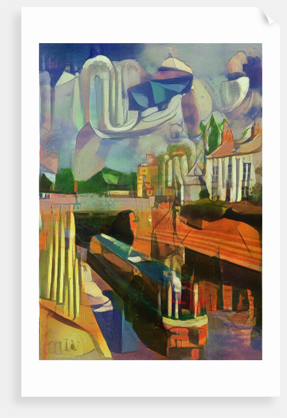 canal boat at trent lock - de chirico by Mark Gordon