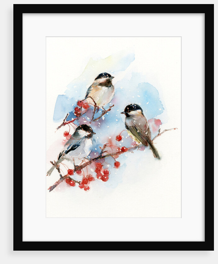 Chickadees with Berries, 2017 by John Keeling