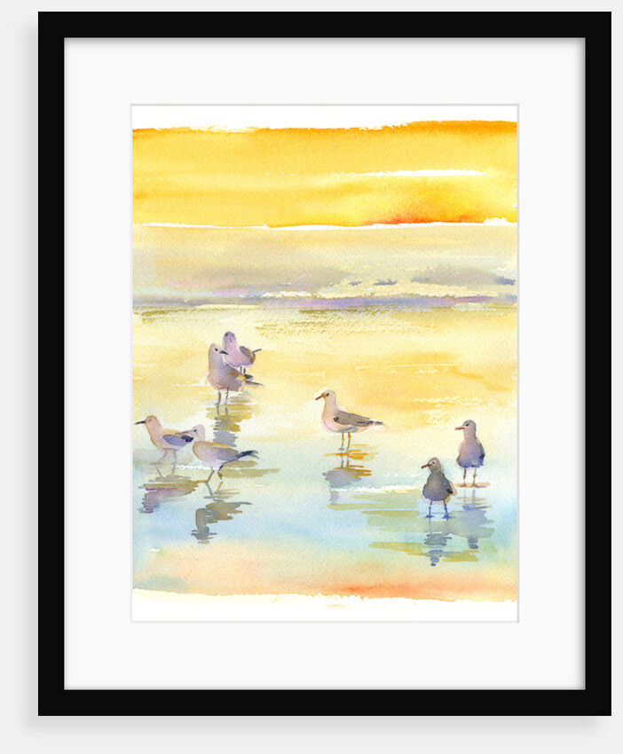 Seagulls on beach, 2014 by John Keeling