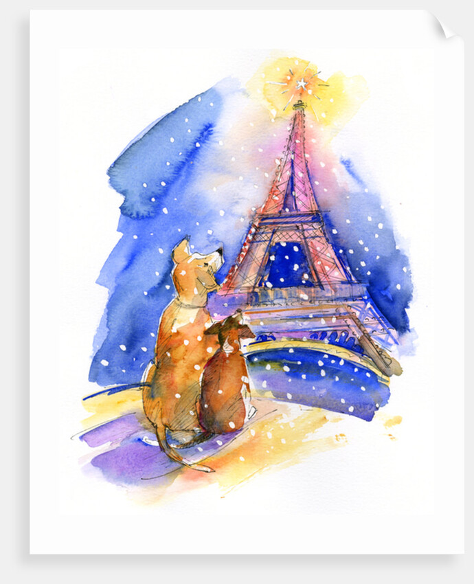 Dogs with Eiffel Tower, 2016 by John Keeling