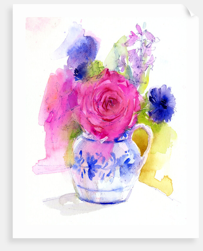 Rose and Cornflowers in Pitcher, 2017 by John Keeling