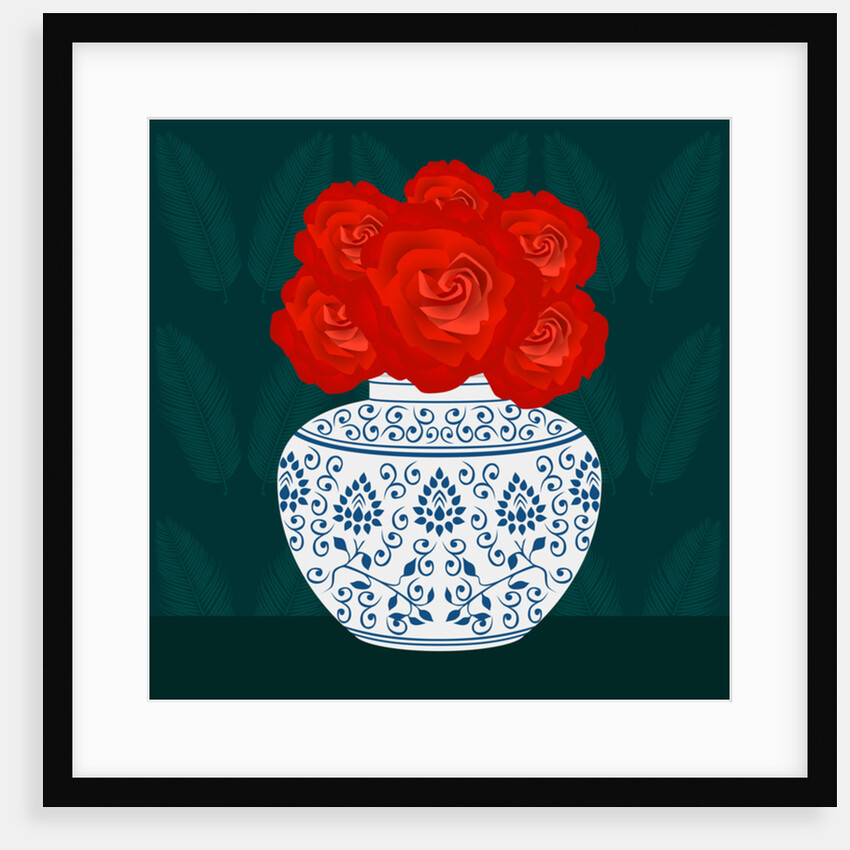 Ming vase with Roses, 2017 by Claire Huntley