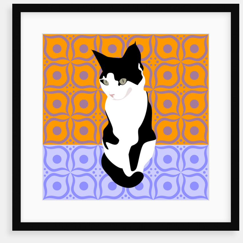 Cat on Moroccan Tiles, 2017 by Claire Huntley