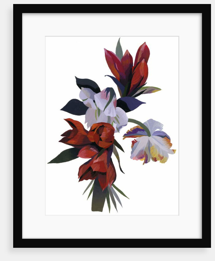 Flower drawn in red color by Hiroyuki Izutsu
