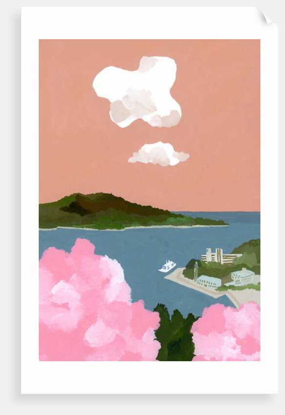 Cherry blossoms and harbors, 2017 by Hiroyuki Izutsu