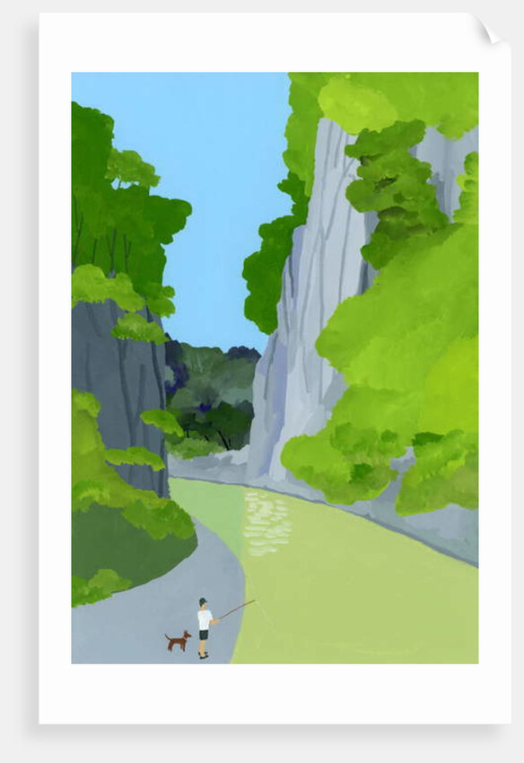 A man fishing in a valley, 2017 by Hiroyuki Izutsu