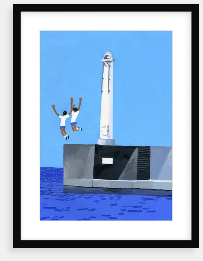 A girl jumping at the embankment, 2016 by Hiroyuki Izutsu