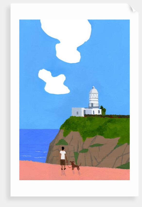 Lighthouse, dog and boys, 2016 by Hiroyuki Izutsu