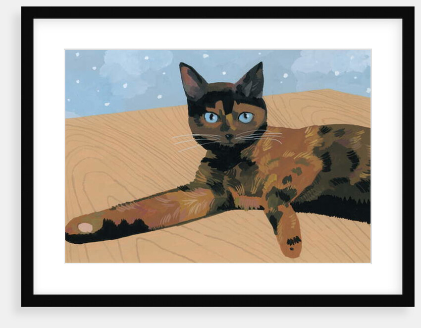 Lay down at the desk tortoiseshell cat, 2017 by Hiroyuki Izutsu