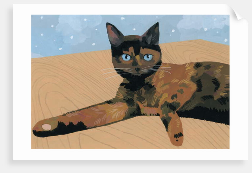 Lay down at the desk tortoiseshell cat, 2017 by Hiroyuki Izutsu