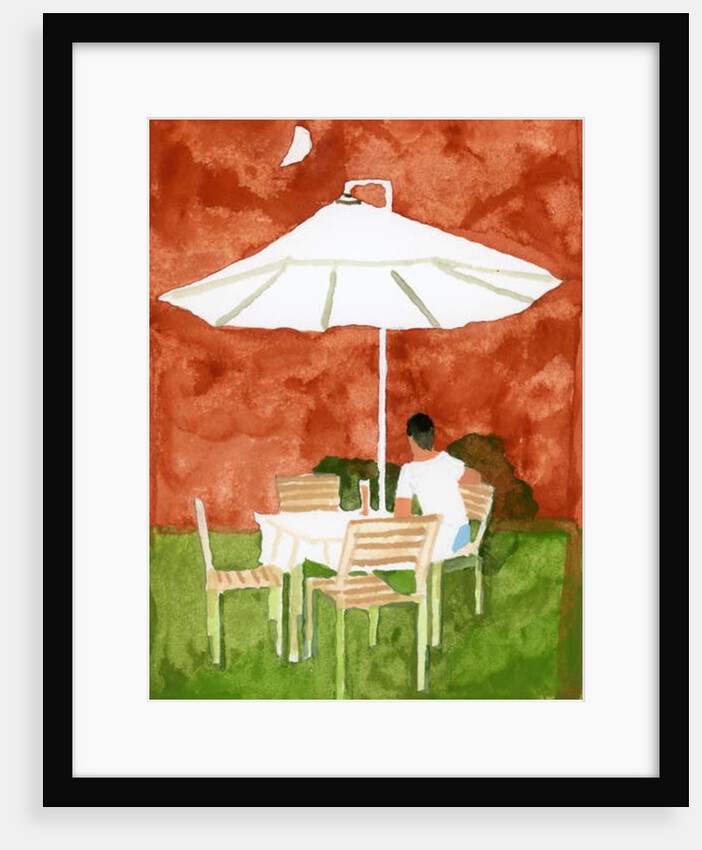 A guy looking at the moon and drinking beer, 2016 by Hiroyuki Izutsu