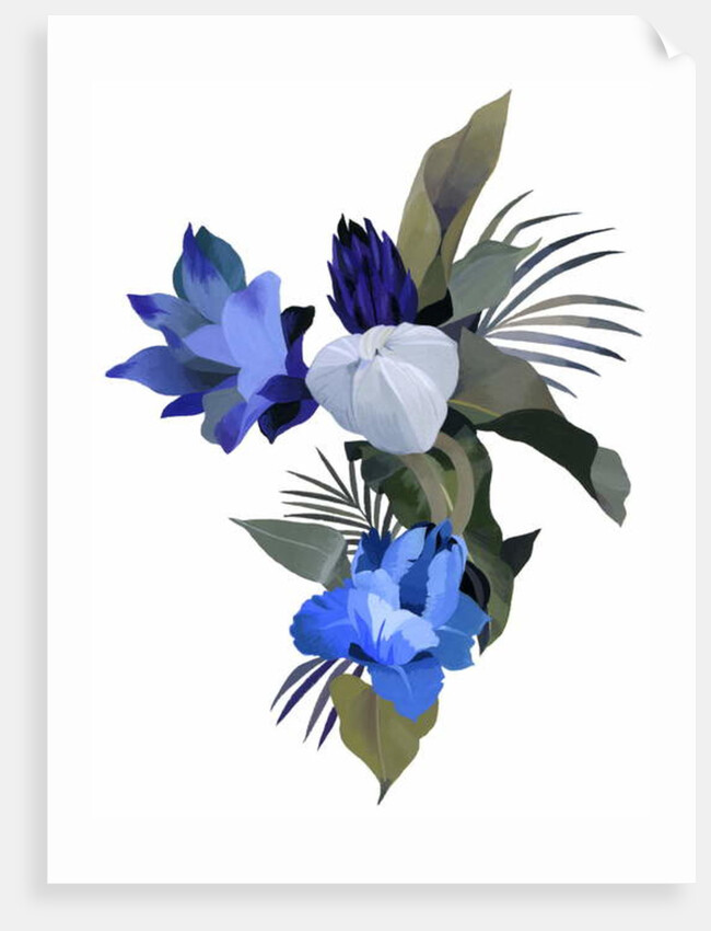 White flowers and light blue flowers by Hiroyuki Izutsu