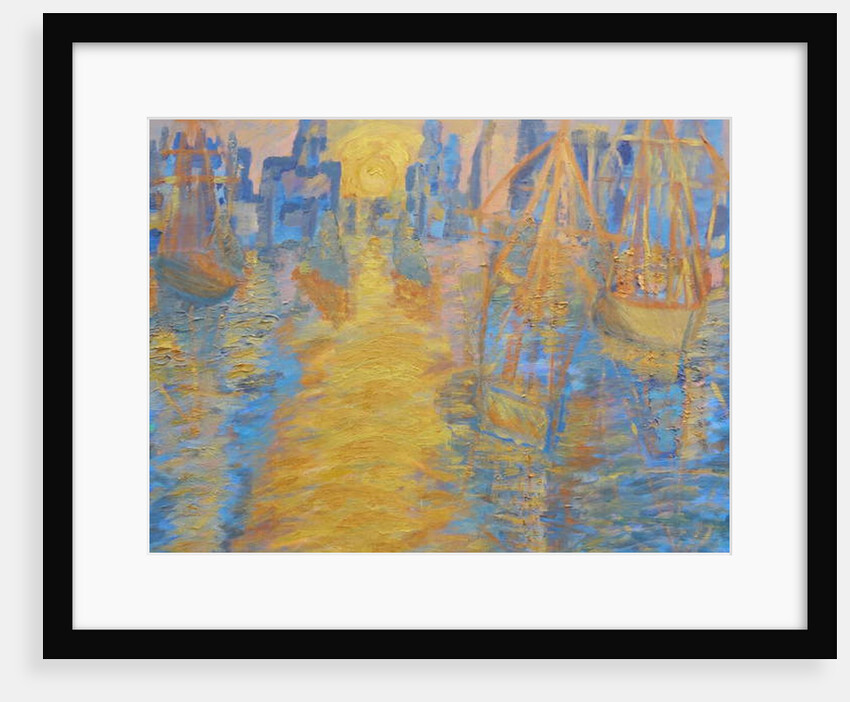 London skyline, tall ships and Thames barrier, 2015 by Cosima Duggal