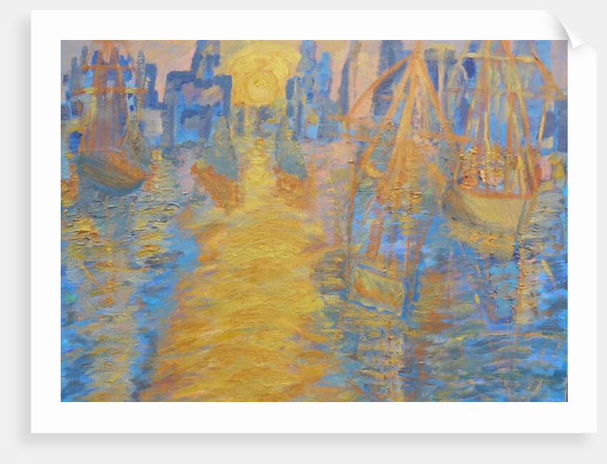 London skyline, tall ships and Thames barrier, 2015 by Cosima Duggal
