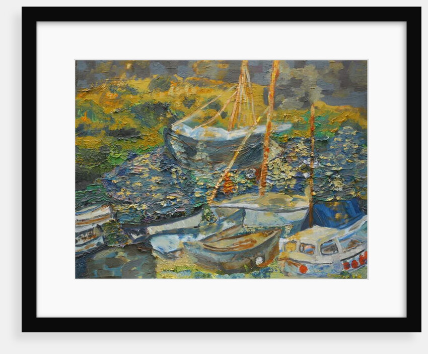 Mousehole harbour, resting boats, 2014 by Cosima Duggal