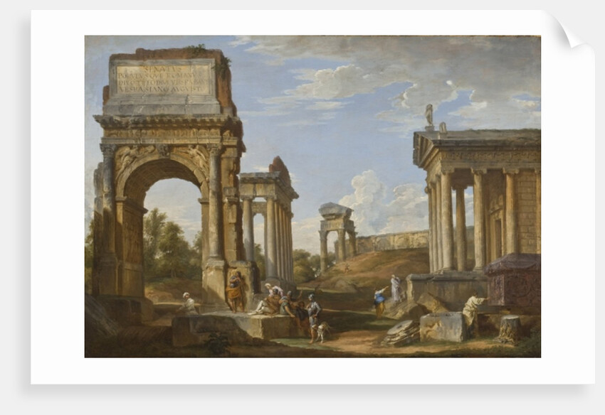 Roman ruins with the Arch of Titus, 1734 by Giovanni Paolo Pannini or Panini