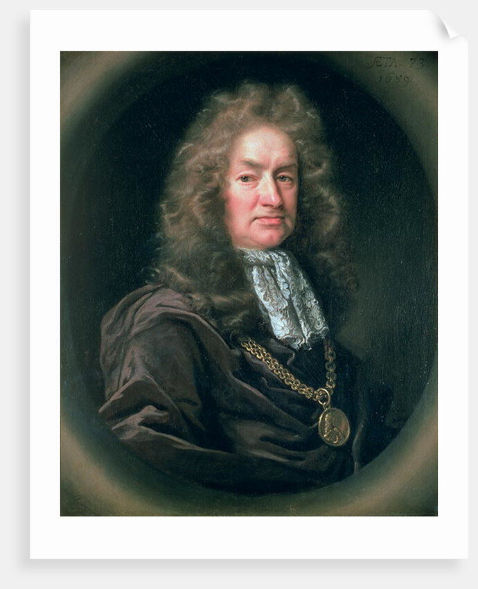 Portrait of Elias Ashmole English antiquary, 1689 by John Riley