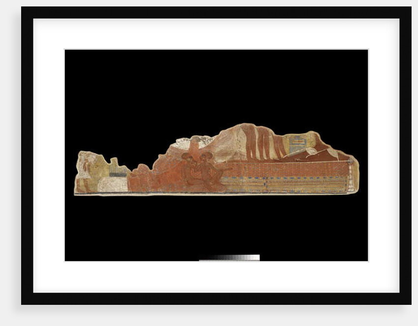 Fragment of wall painting from a private house showing two of the younger daughters of Pharaoh Akhenaten and Queen Nefertiti seated at their parent's feet, found at Tell el-Amarna, New Kingdom by Egyptian 18th Dynasty