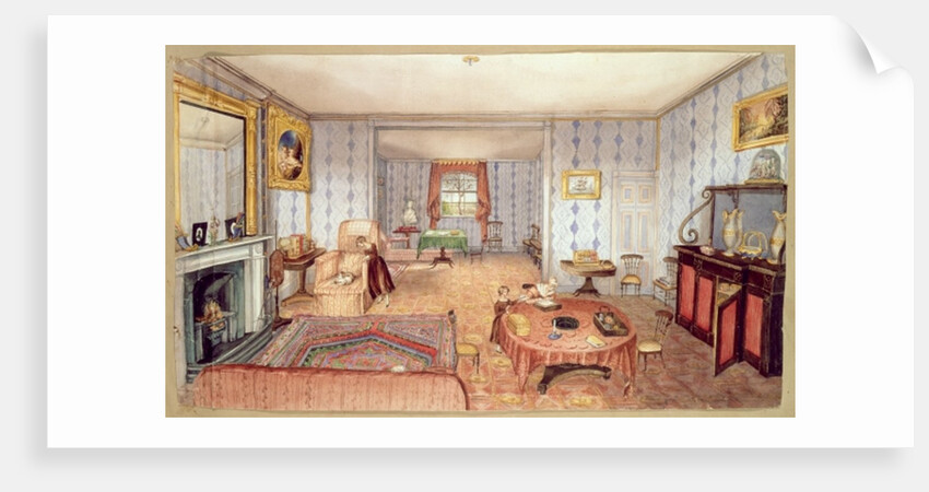 Drawing Room, Clay Hill, f12 from An Album of Interiors, 1843 by Charlotte Bosanquet