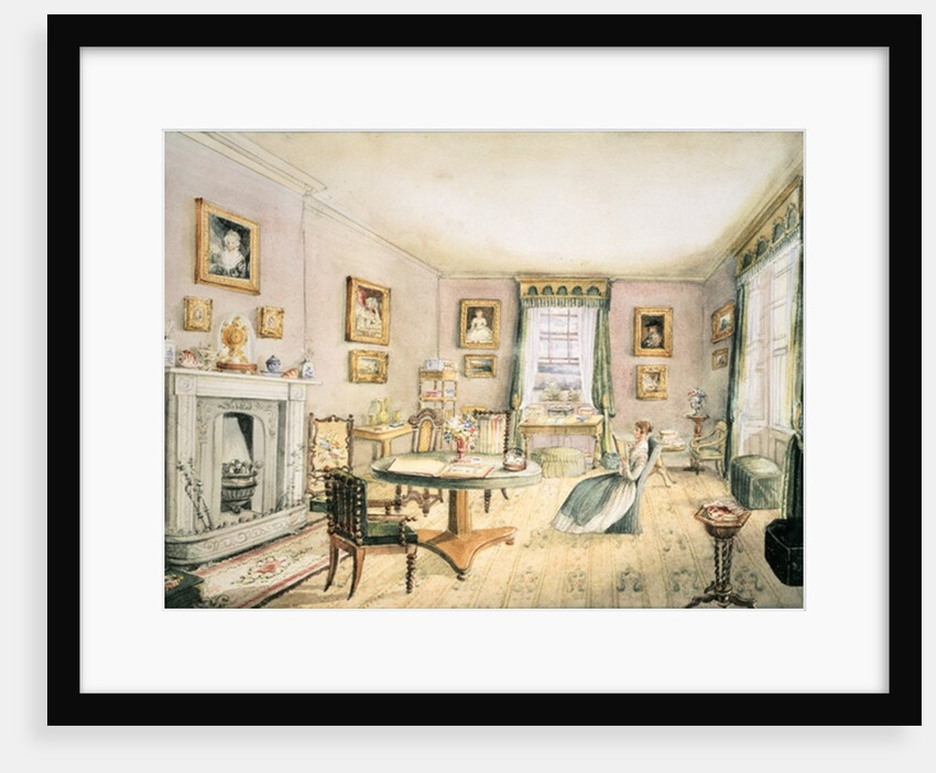 The Drawing Room, East Wood, Hay, f54 from an Album of Interiors, 1843 by Charlotte Bosanquet