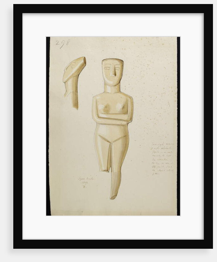 Drawing of a marble Cycladic Figure, Syros 1809 by Thomas Burgon