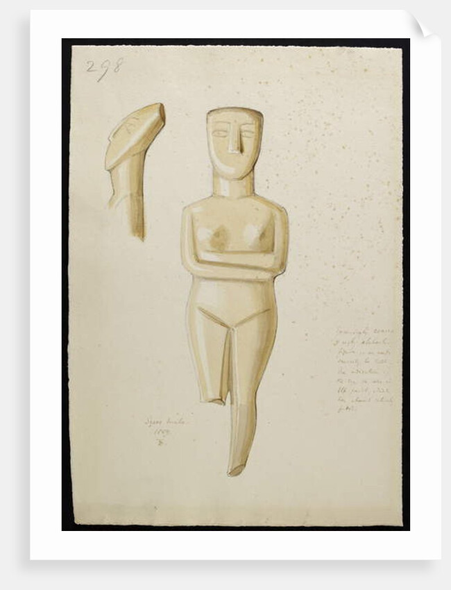 Drawing of a marble Cycladic Figure, Syros 1809 by Thomas Burgon
