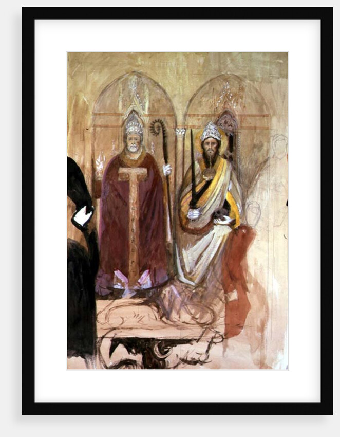 The Pope and the Emperor, fresco in the Spanish Chapel, Santa Maria Novella, Florence, 19th century by John Ruskin