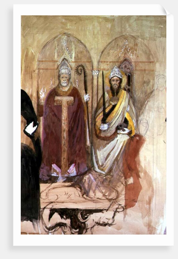 The Pope and the Emperor, fresco in the Spanish Chapel, Santa Maria Novella, Florence, 19th century by John Ruskin