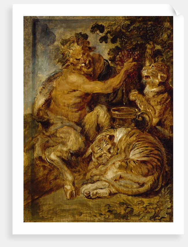 A Satyr pressing Grapes with a Tiger and Leopard, c.1618 by Peter Paul Rubens
