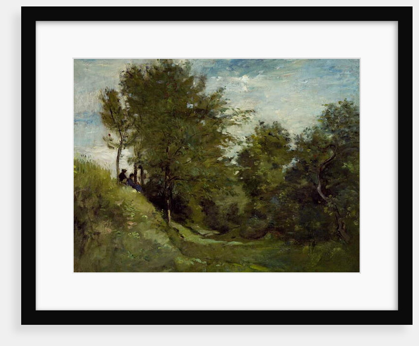 Landscape with Figures seated on a Bank, late 1870s by Charles Francois Daubigny