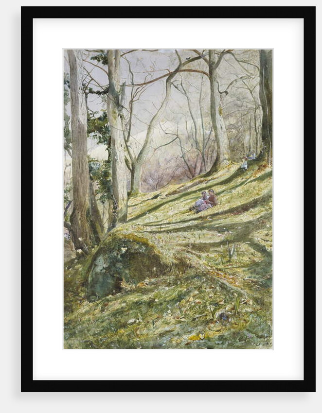 Wooded Slope with four Figures by John William Inchbold