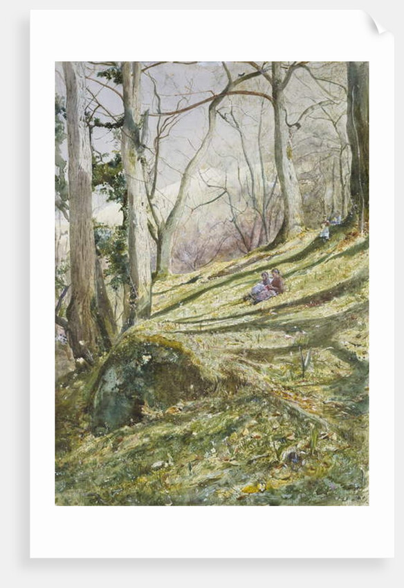 Wooded Slope with four Figures by John William Inchbold