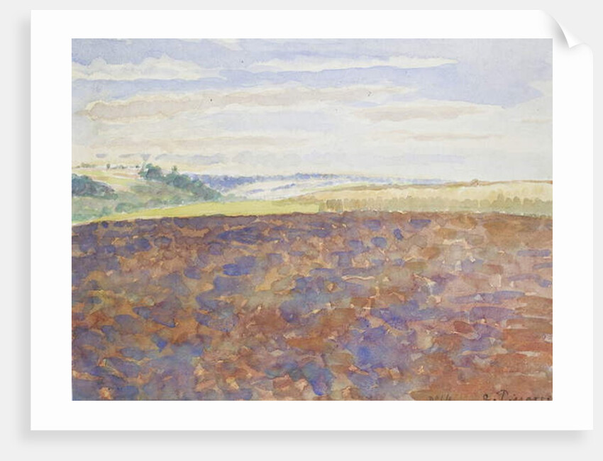 Study of a landscape with a ploughed field, Eragny-sur-Epte, c. 1886 - 1890 by Camille Pissarro