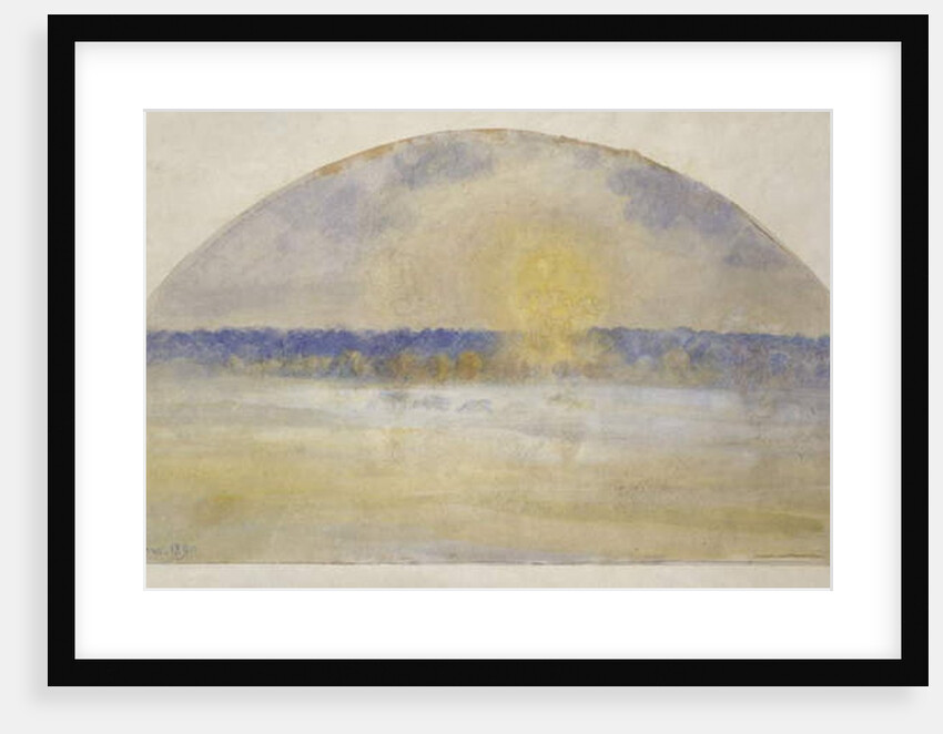 Setting sun and fog, Eragny by Camille Pissarro