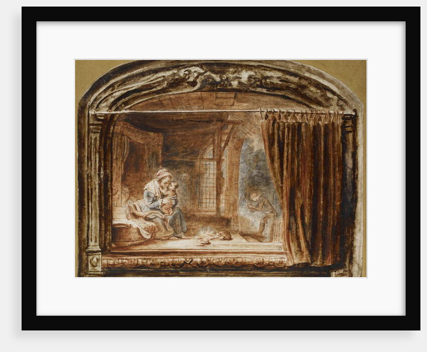 The Holy Family with Joseph cutting wood by Nicolaes Maes