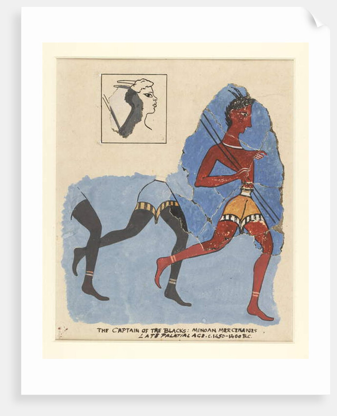 Fragments of a fresco from Knossos, with modern restorations; soldiers at the run, c.1450-1400 BC by Greek school