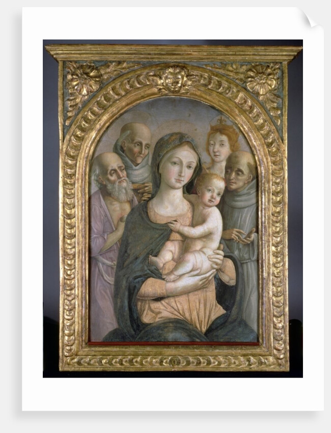 The Virgin and Child with SS. Jerome, Bernardino of Siena, Catherine of Alexandria and Francis, 15th century by Pietro di Francesco degli Orioli