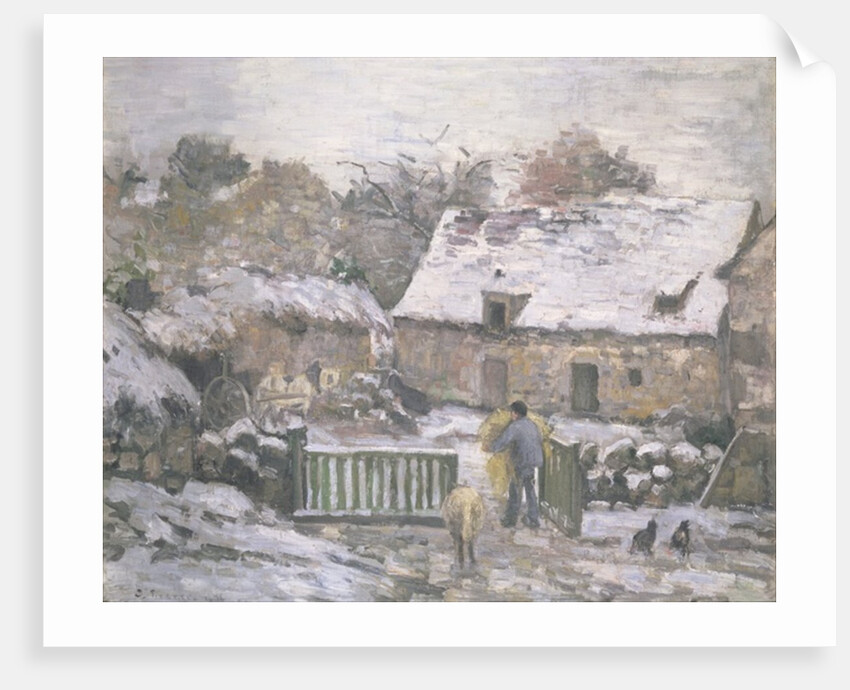 A Farm at Montfoucault: Effect of Snow, 1876 by Camille Pissarro