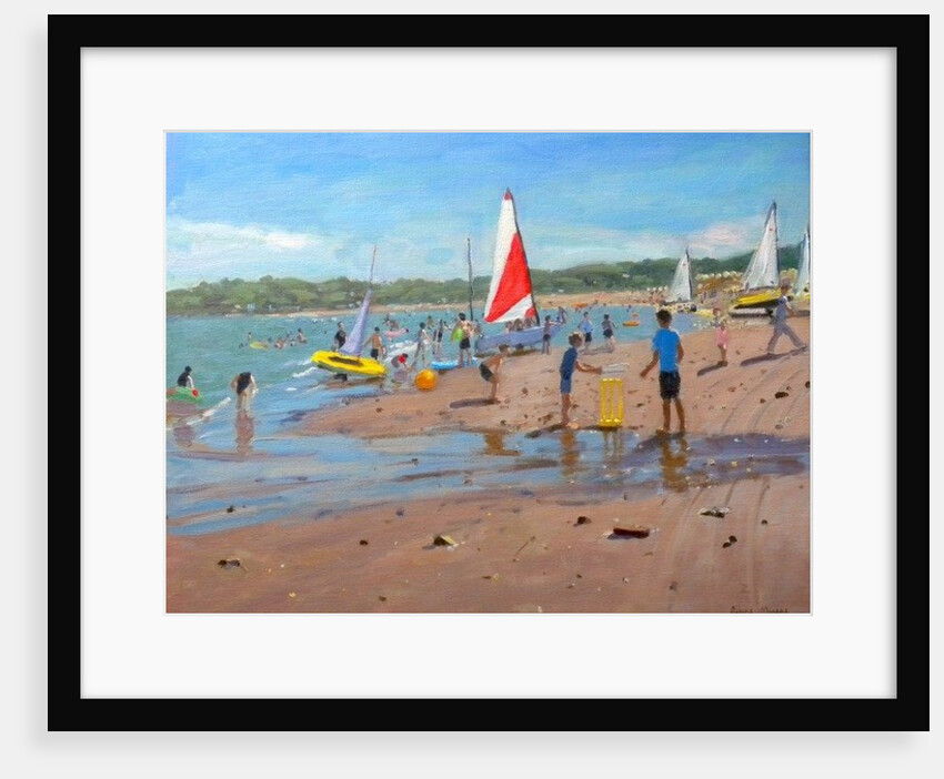 Cricket and red and white sail, Abersoch, 2011 by Andrew Macara